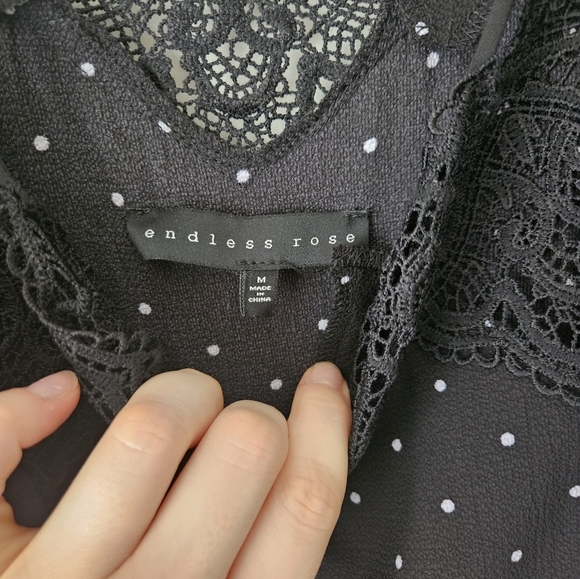 Lace Polka Dot Black Dress - Picture 5 of 8